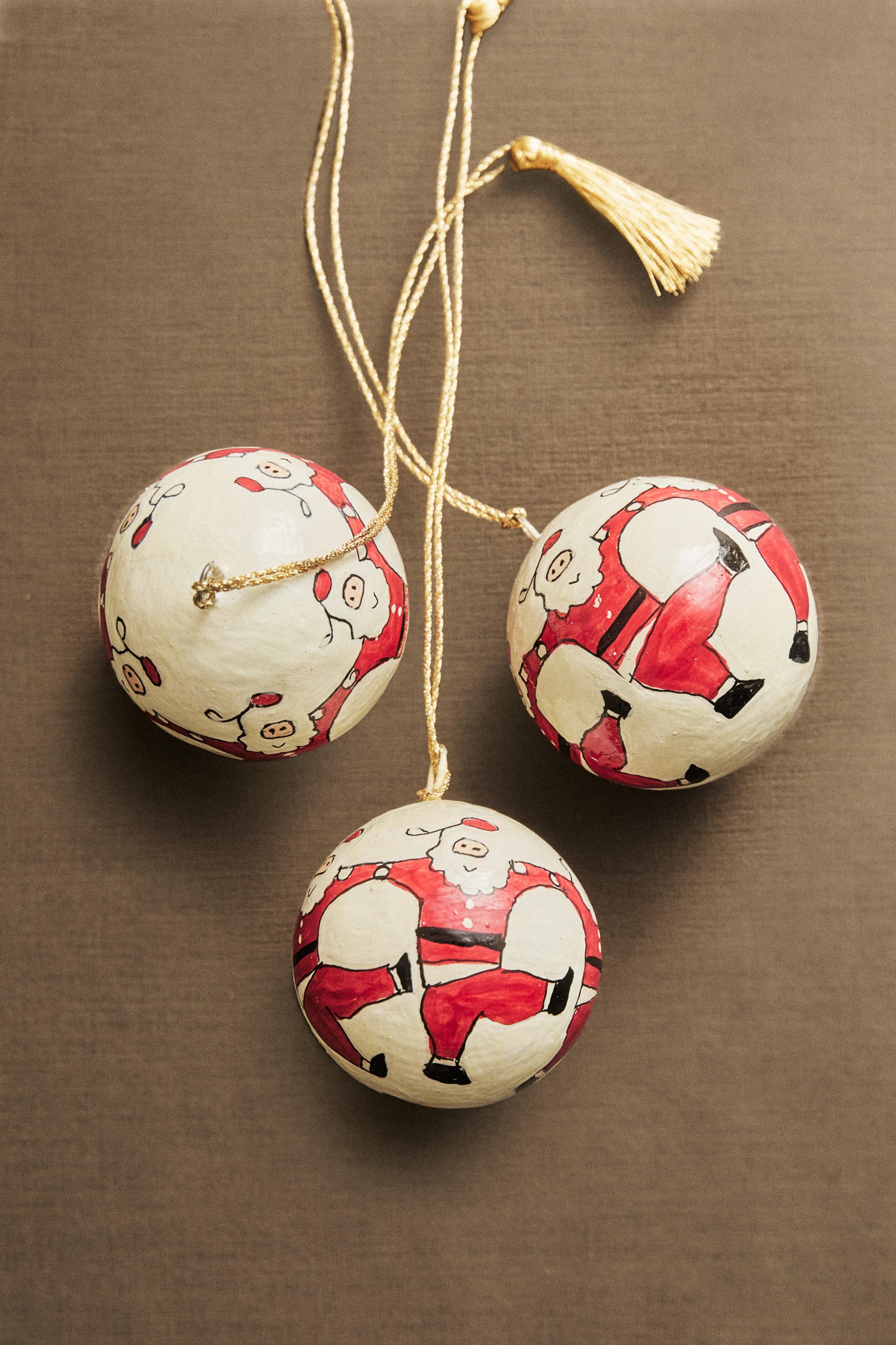 SET OF SANTA CLAUS CHRISTMAS TREE BALL ORNAMENTS (SET OF 3)